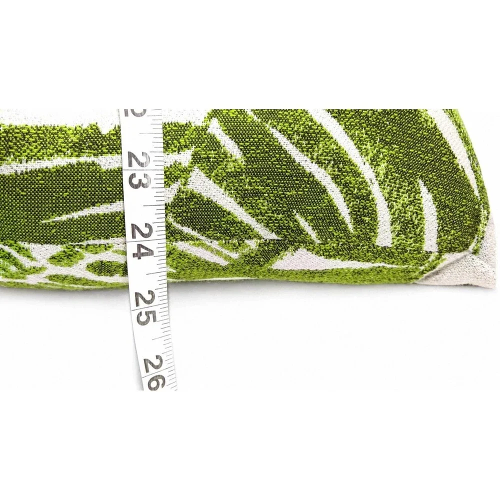 Pottery Barn Sunbrella Lumbar Pillow Green Tropical Leaf Outdoor Cushion 12x24 P